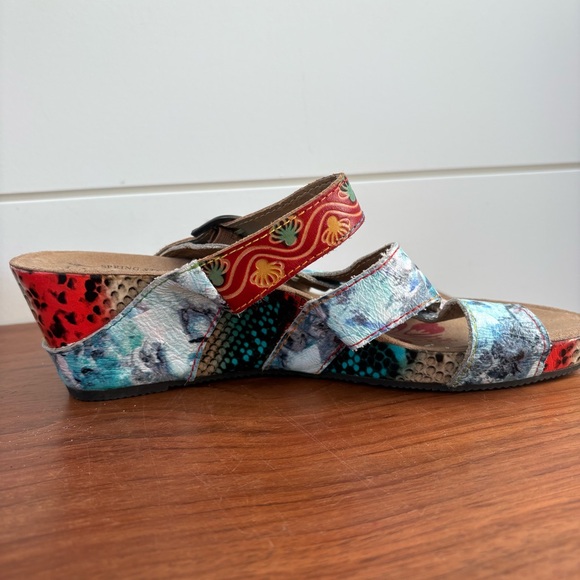 Spring Step Baocire L'artiste Artsy Strappy Wedge Slides Leather Sandals 9 US 40 - Picture 6 of 8
